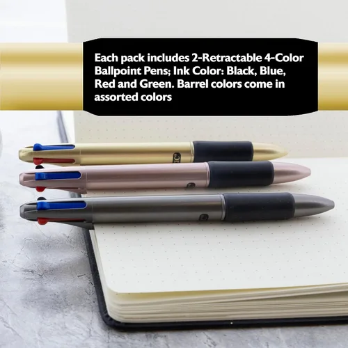 Miniatura 5 de BAZIC PRODUCTS Lynx - Bolígrafos retráctiles de 4 colores con parte superior satinada, 0.039 pulgadas (0.039 in), agarre acolchado, para escuela