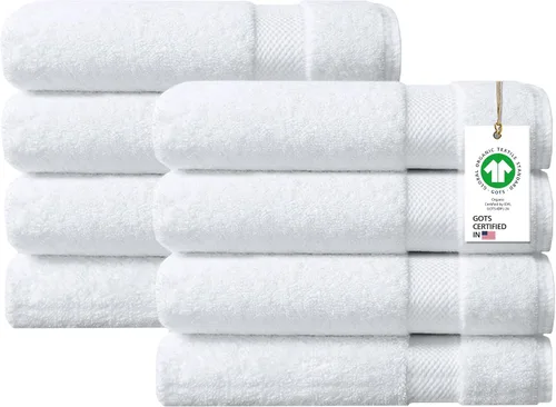 Miniatura 69 de Toallas 100% algodón orgánico de 22.93 oz/m² de felpa al tacto de secado rápido, paquete de 12 toallas de lavado de algodón orgánico, certificado