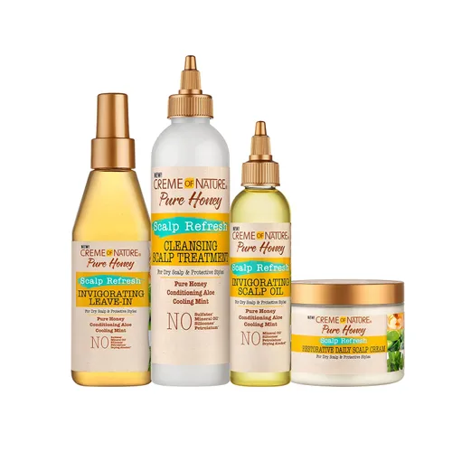 Miniatura 5 de Creme of Nature Pure Honey Scalp Refresh - Tratamiento de limpieza para el cuero cabelludo, fórmula sin enjuague con aloe, menta y miel, disuelve