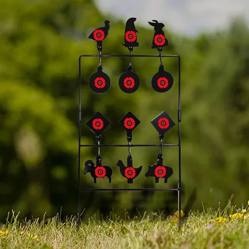 Miniatura 7 de Atflbox Pistola de pellets objetivo silueta animal Heavy Metal Spinner pistola de aire comprimido BB Gun objetivo de disparo para exteriores y patio