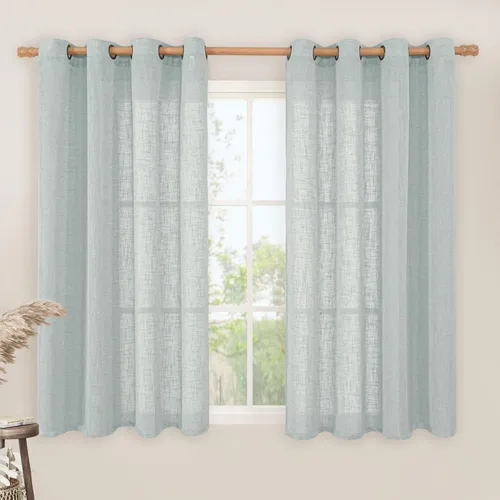 Miniatura 100 de LAMIT Cortinas de lino sintético para dormitorio, paneles filtrantes de luz, cortinas de lino con protección de privacidad con ojales para ventanas
