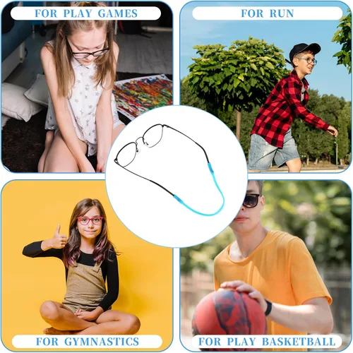 Miniatura 5 de Qianyu 12 correas elásticas para gafas deportivas, antideslizantes, de silicona para niños, correas de seguridad para gafas sin cola, retenedores