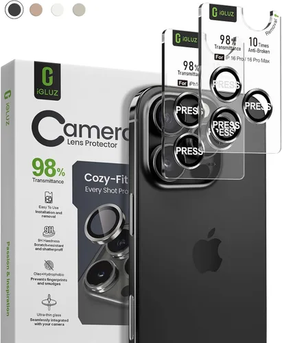 Miniatura 14 de iGluz Paquete de 2 protectores de lente de cámara antirreflejos para iPhone 15 Pro/15 Pro Max, vidrio templado ultrafino antivaho con bandeja