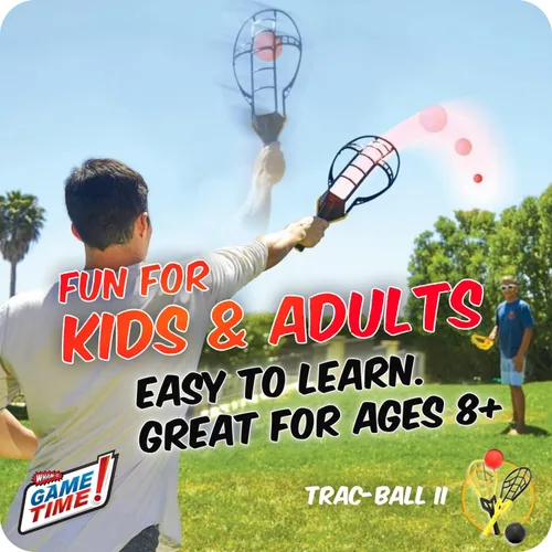 Miniatura 8 de Wham-O Game Time Trac-Ball II. with or Without 2 Rackets. Air Action Balls for Outdoor Play for Kids & Adults of All Ages Original Tracball &