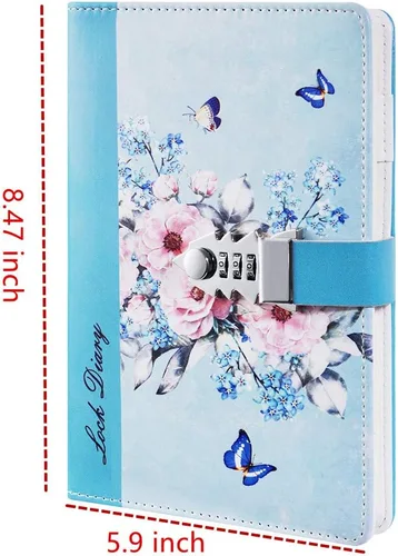 Miniatura 2 de Diario de bloqueo A5 con combinación de bloqueo, cuaderno personalizado para escritura (estilo 5)