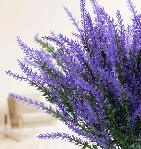 Miniatura 2 de Ouddy Decor 24 Manojos de Flores Artificiales de Lavanda Falsas Plantas de Plástico para Hogar Boda Cocina Jardín Patio Caja de Ventana Mesa