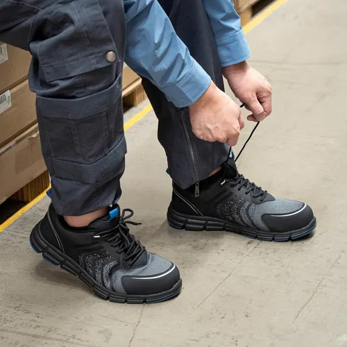 Miniatura 5 de SPIEZ Zapatos de seguridad para hombre, extra ligeros, transpirables, con punta compuesta, tenis de trabajo negro y azul US 7.5-12