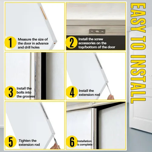 Miniatura 4 de Blulu 1 perno empotrado de palanca abatible extendida de 18 pulgadas para puerta doble, extralarga y resistente, aleación de zinc francesa