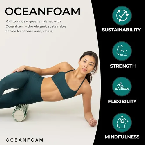 Miniatura 3 de Oceanfoam Tidal Roller Hunter Marbled - Rodillo de espuma para masaje muscular para dolor de espalda y estiramientos, textura firme y ergonómica
