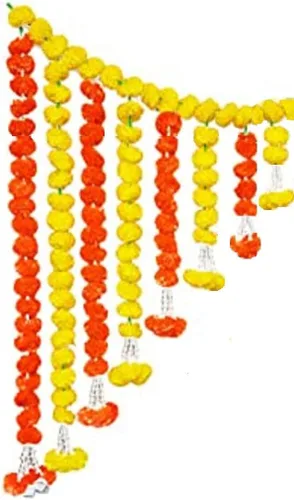 Miniatura 2 de SSR Flores artificiales de caléndula para colgar en la puerta, bandharwar Toran, guirnaldas para Diwali Navratri Festival decoración del templo