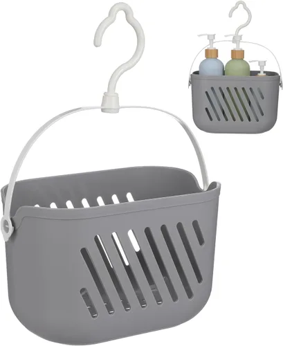 DOITOOL Cesta colgante de ducha, cesta de almacenamiento portátil de plástico con gancho giratorio, soporte de juguetes para bañera o ducha,