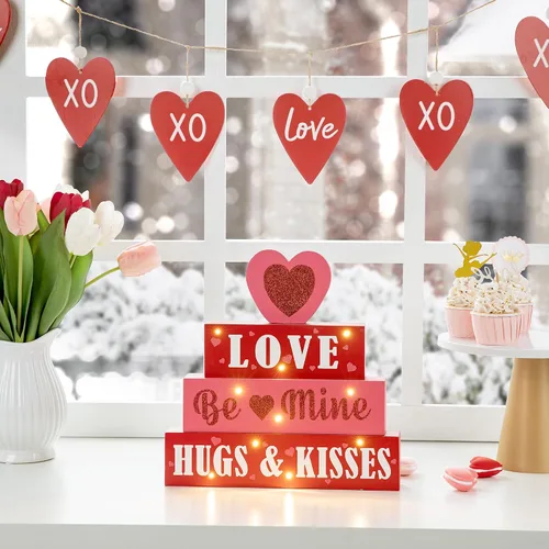 Miniatura 10 de Glitzhome Bandera estadounidense de 8 pulgadas de alto, decoración patriótica del hogar de los libres por el valor de madera para el 4 de julio, Día