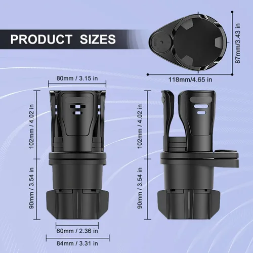 Miniatura 4 de JINKEY Adaptador Expansor de Portavasos 2 en 1 Multifunción, Inserto de Portavasos Dual Ajustable de Rotación de 360° para Adaptador de Portabotella
