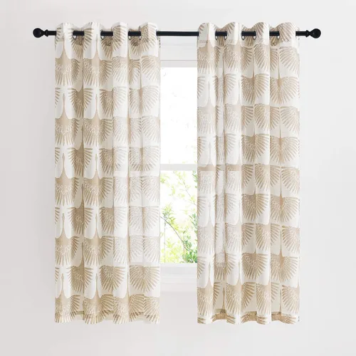 Miniatura 13 de KGORGE Cortinas traslúcidas con patrón geométrico, cortinas de lino natural, juego de ventanas suaves, lavables con filtro de luz para dormitorio