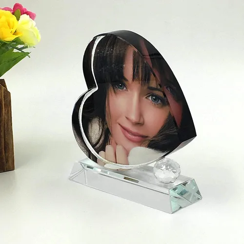 Miniatura 6 de ITODA Marco personalizado con tu foto de corazón personalizado de cristal 3D para boda, cumpleaños, nacimiento del bebé, día de San Valentín Corazón