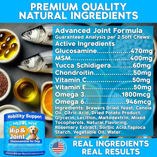 Miniatura 4 de Well Loved Glucosamina para perros - Suplemento articular para perros, fabricado en Estados Unidos, desarrollado por veterinarios, condroitina