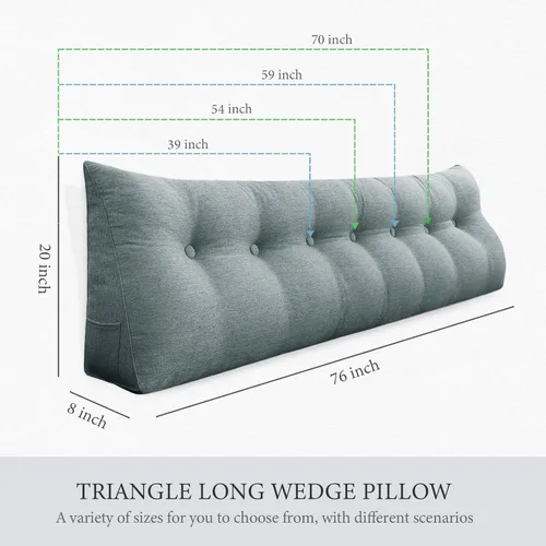 Miniatura 3 de Almohada Cuña para Cabecero Tamaño Twin Almohada Bolster Grande para Sofá Cama Almohada de Lectura Triangular Almohada de Soporte para la Espalda