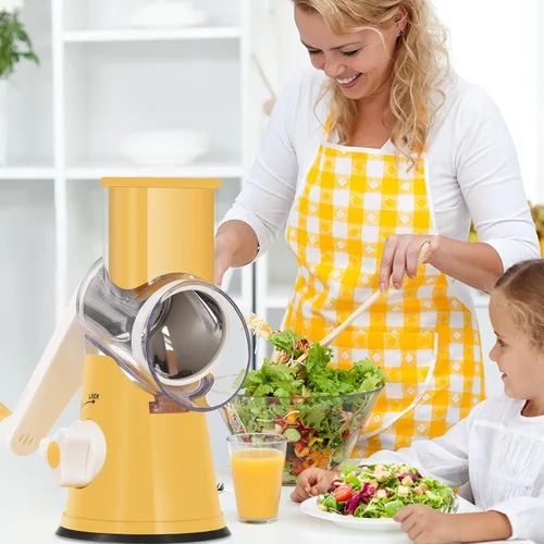 Miniatura 9 de Ourokhome rallador giratorio de queso con manivela manual, triturador de cocina con mandolina de velocidad, molinillo de frutos secos con mango