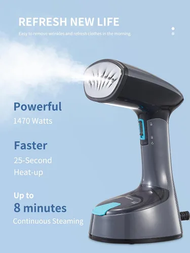 Miniatura 2 de Reemix Vaporizador para ropa, diseño de mano plegable, removedor de arrugas, 0.71 oz/min fuerte penetrante, calentamiento rápido de 25 sec