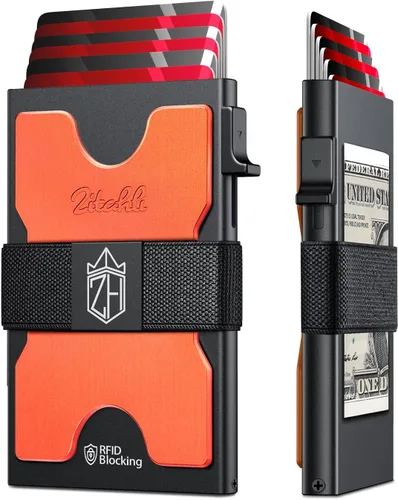 Miniatura 9 de Zitahli Cartera novedosa para niños y hombres, tarjetero delgado con capacidad para 6 + 6 tarjetas, funda de tarjeta de metal, carteras minimalistas