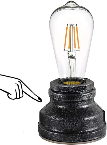 Miniatura 8 de Lámpara de mesa vintage con control táctil, bombilla LED regulable Edison de 4 W incluida, con 3 niveles de brillo, luz nocturna industrial