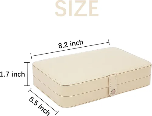 Miniatura 2 de Joyero de viaje, mini organizador portátil con cremallera, de piel sintética sintética, pequeñas cajas de almacenamiento para anillos, aretes