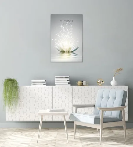 Miniatura 5 de Lienzo decorativo de pared con diseño de flor de loto, póster con citas motivacionales de mentalidad, para oficina zen, decoración de pared