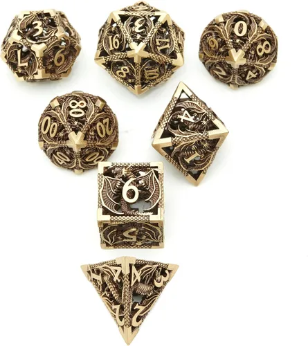 Miniatura 5 de DND - Juego de dados de metal, dados poliédricos de Calabozos y Dragones, juego de dados poliédricos para juegos de rol, juego de dados poliédricos