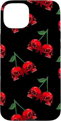 Miniatura 9 de Cute Cherry Skull Pattern Red Scary Skulls Black Background Case for iPhone 17