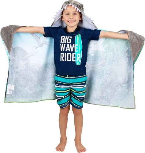 Miniatura 2 de Franco - Toalla de rizo de algodón suave con capucha para niños, para uso en baño y playa, 24 x 50 pulgadas, Jurassic World: Mundo Jurásico