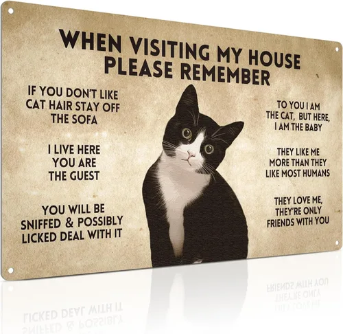 Miniatura 8 de ALKB Divertido letrero de gato negro – I Do What I Want - Letreros de metal para amantes de los gatos, regalo para decoración de pared en casa