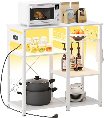 Miniatura 8 de SogesHome Estante de 4 niveles para microondas, estante organizador de almacenamiento de cocina, aperitivo de café para el hogar, cocina, sala