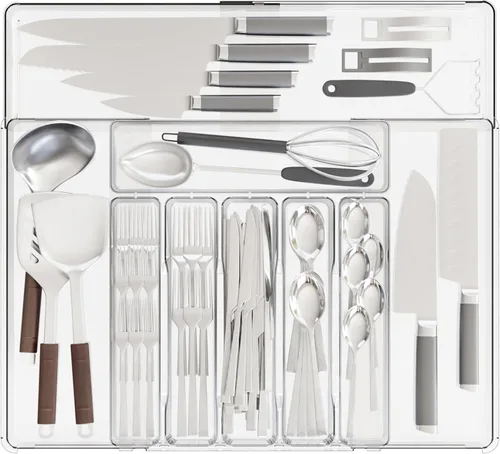 Miniatura 9 de Organizadores expandibles de cubiertos para cajones de cocina, gran organizador de cubiertos sin BPA para cajones, organizador de utensilios