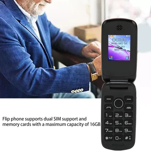 Miniatura 2 de EBTOOLS Teléfono celular desbloqueado, teléfono móvil abatible para personas mayores, grande, pantalla a color de 1.77 pulgadas, altavoz potente