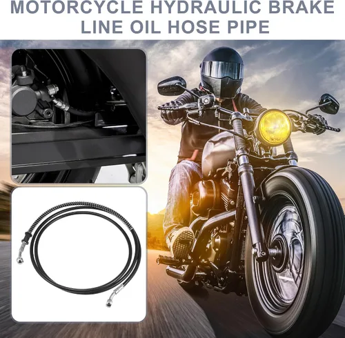 Miniatura 2 de Motoforti 74.8 pulgadas de longitud 0.394 in ID motocicleta línea de freno hidráulico tubo de manguera de aceite de acero inoxidable trenzado cable