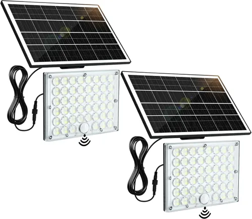 Miniatura 10 de Aialun 184 luces LED solares de inundación para exteriores, sensor de movimiento, luces de inundación solares con cable de 16.4 pies, impermeable
