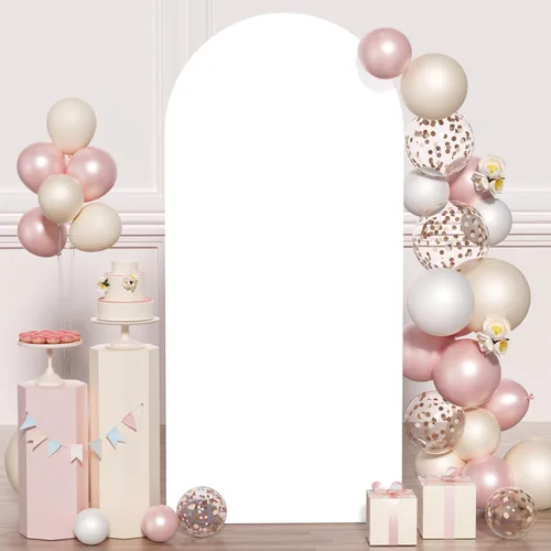 Miniatura 27 de FUHSY Cubierta de Soporte de Arco de 7.2 Pies Color Beige Ajustada Cubierta de Telón de Fondo de Arco de Boda Globo Chiara Paneles de Telón de Fondo