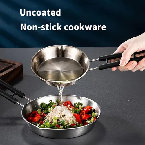 Miniatura 6 de RSBFER Mini sartén antiadherente para huevos, sartén de acero inoxidable 304, sartén de cocina para tortilla, bistec, panqueques, 4.7 in