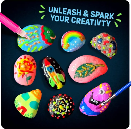 Miniatura 2 de Dan&Darci Kit de pintura de roca para niños, brilla en la oscuridad, regalos de Navidad, artes y manualidades para niños y niñas de 6 a 12 años