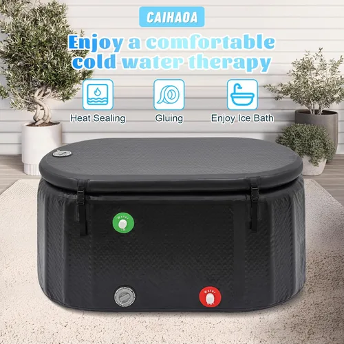 Miniatura 4 de Bañera de inmersión fría inflable, compatible con enfriador de agua, portátil de gran capacidad de 275 litros, bañera de inmersión fría con tapa