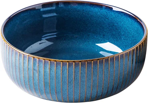 CSYY Ensaladera de 66 onzas, 8 pulgadas, cuencos de sopa grandes, cuenco redondo de porcelana azul decorativo para ensalada, papas fritas, cereales,