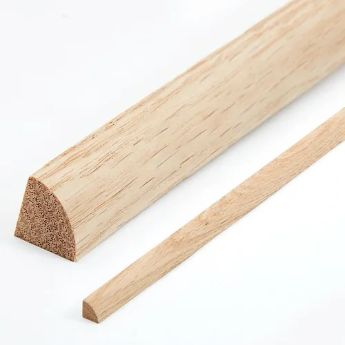 DoubleFill Paquete de 2 Molduras de Cuarto Redondo de Roble Rojo 47'' × 1/2" × 1/2" Madera Dura Maciza Sin Acabar para Pisos, Zócalos, Gabinetes,