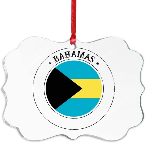 Miniatura 3 de Adorno de árbol de Navidad de Bahamas, bandera de las Bahamas, adornos acrílicos para decoraciones de Navidad, bandera nacional, recuerdo del país