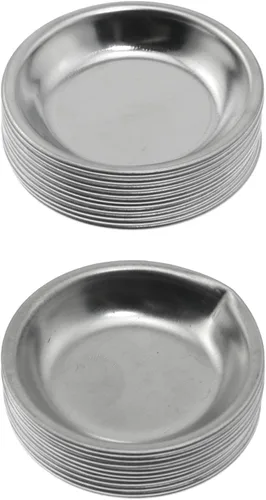 Bandeja de pintura redonda pequeña, 20 unidades, plato de mezcla, paleta de pintura, taza de mezcla de acero inoxidable de 2 pulgadas, mini paleta