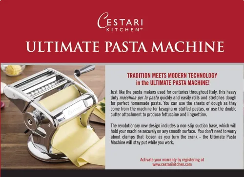 Miniatura 6 de Cestari Máquina de pasta de acero inoxidable, rodillo de 5.906 in con base de succión patentada para uso antideslizante, incluye cortador de pasta
