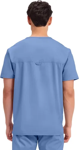 Miniatura 4 de Cherokee Camisa quirúrgica para hombre con cuello en V para meter dentro, un bolsillo en el pecho, ranura para bolígrafo, tela ultra suave