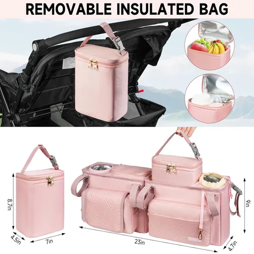 Miniatura 7 de Carrito doble para cochecito compatible con Bob Duallie, Baby Jogger City Mini Gt2 y Zoe Twin V2, consola doble para cochecito con bolsa enfriadora