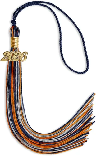 Miniatura 15 de Endea Graduation Borla mixta de triple color con gota de fecha dorada (negro/dorado/blanco, 2021)
