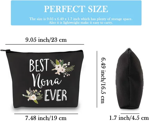 Miniatura 2 de GJTIM Divertido regalo de Nona para la abuela, la mejor bolsa de cosméticos Nona Ever de nietos, Negro