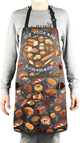Miniatura 4 de MBMSO Delantales para hornear panadería, regalos para panadería, delantal para hacer pan, My Rolls are Delantal hecho en casa con bolsillos, regalo